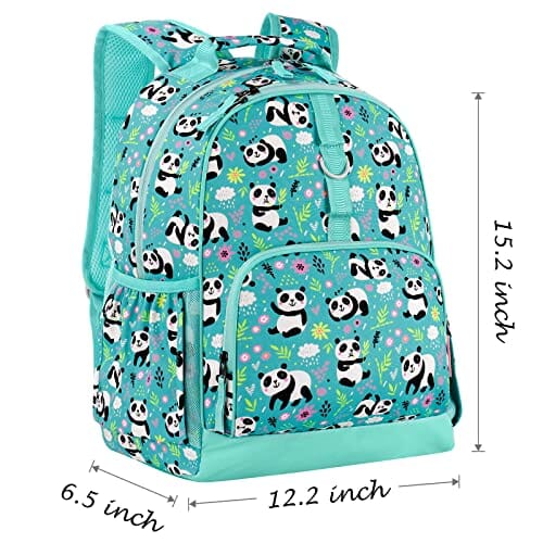 Choco Mocha Panda Backpack for Girls Kindergarten Backpack for Girls Preschool Backpack for Kids Backpacks for Girls 15 inch Backpack for Girls Panda Bookbag School Bag 3-5 4-6 with Chest Strap Teal chocomochakids 