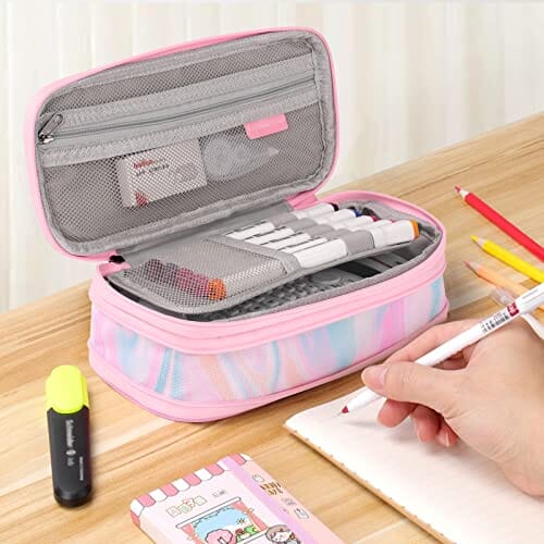 Choco Mocha Pink Marble Pencil Case for Girl Expandable Pencil Pouch for Teen Girls chocomochakids 