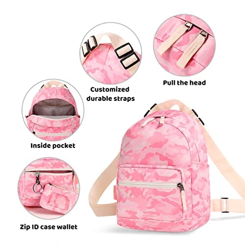 Choco Mocha Pink Small Backpack for Girls and Women Teen, Kids Mini Backpack Purse Cute Little Girls Backpack School Travel Bookbag, Camo chocomochakids 