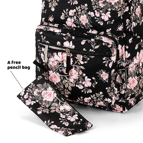 Choco Mocha Rose Backpack for Girls Travel School Backpack 17 Inch, Black chocomochakids 