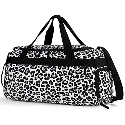 Choco Mocha Snow Leopard Girls Duffle Bag for Teen, Travel Overnight Bag for Kids Weekender Duffel, Black chocomochakids 
