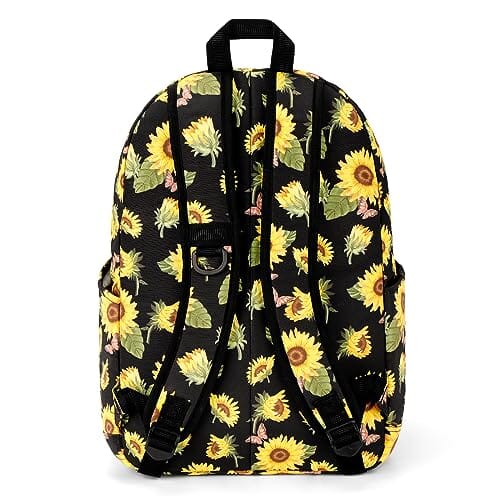 Choco Mocha Sunflower Backpack for Girls Travel School Backpack 17 Inch, Yellow chocomochakids 