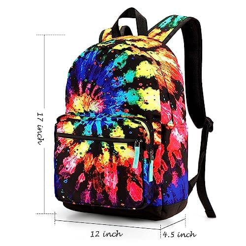 Choco Mocha Tie Dye Backpack for Girls Travel School Backpack 17 Inch, Colorful chocomochakids 