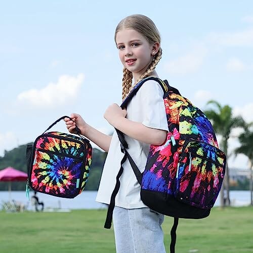 Choco Mocha Tie Dye Backpack for Girls Travel School Backpack 17 Inch, Colorful chocomochakids 