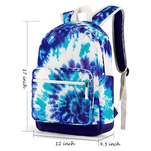 Choco Mocha Tie Dye Backpack for Girls Travel School Backpack 17 Inch, Green Purple chocomochakids 