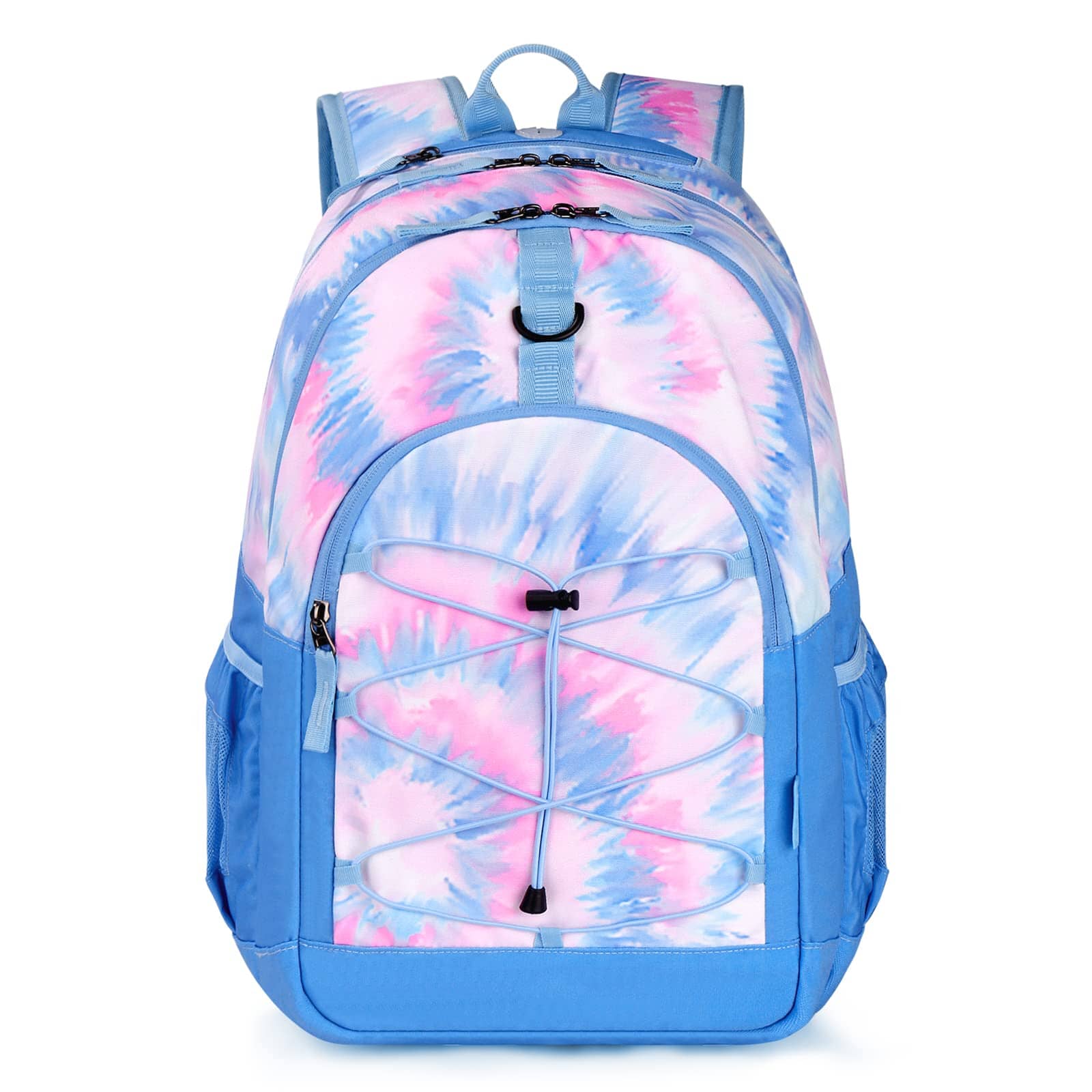 Choco Mocha Tie Dye Backpack for Teen Girls, Travel School Backpack for Girls Middle School Large Bookbag 18 Inch, Blue chocomochakids 