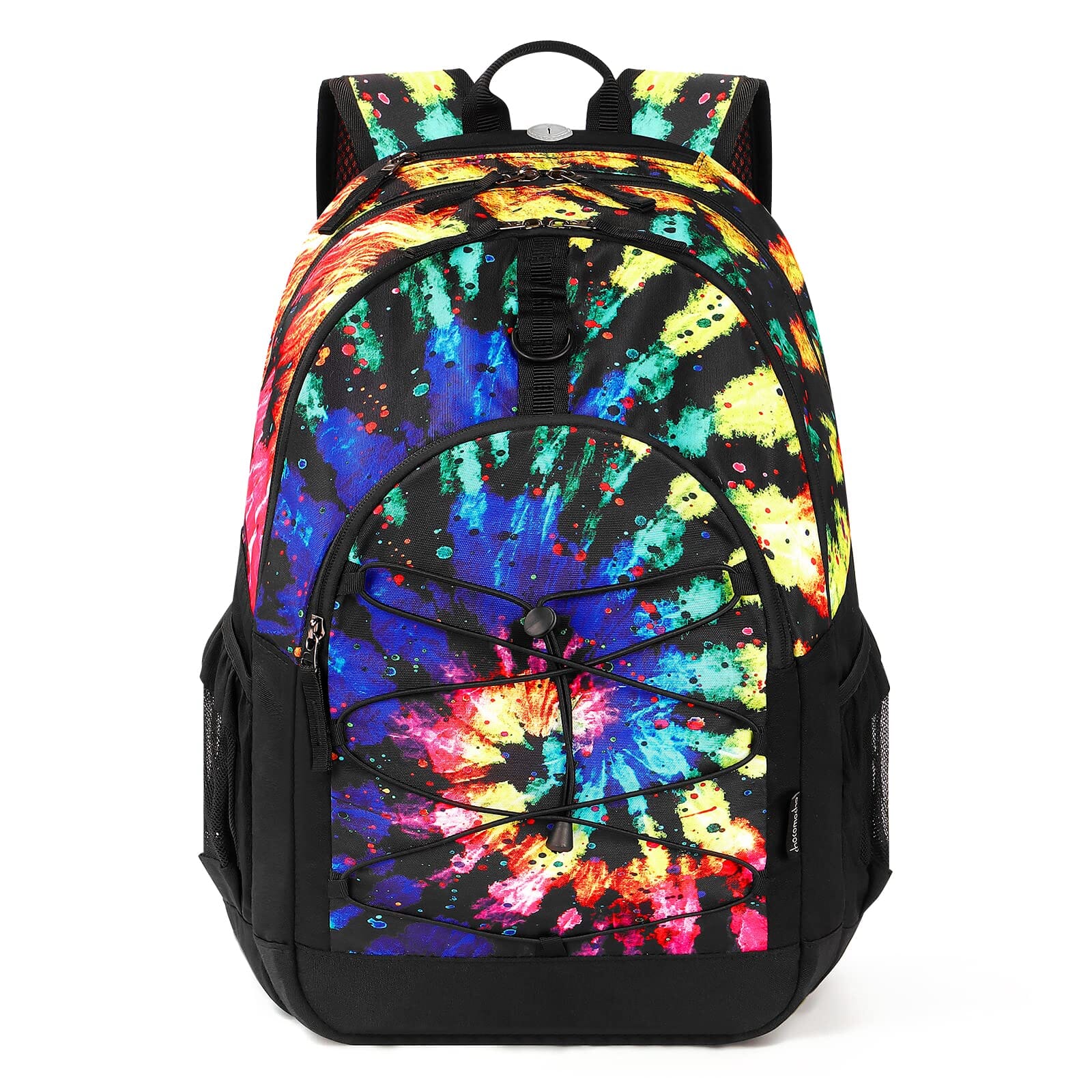 Choco Mocha Tie Dye Backpack for Teen Girls, Travel School Backpack for Kids Middle School Large Bookbag 18 Inch, Black chocomochakids 