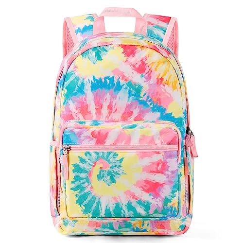 Choco Mocha Tie Dye Kids Backpack for Girls Travel School Backpack 17 Inch, Rainbow chocomochakids 