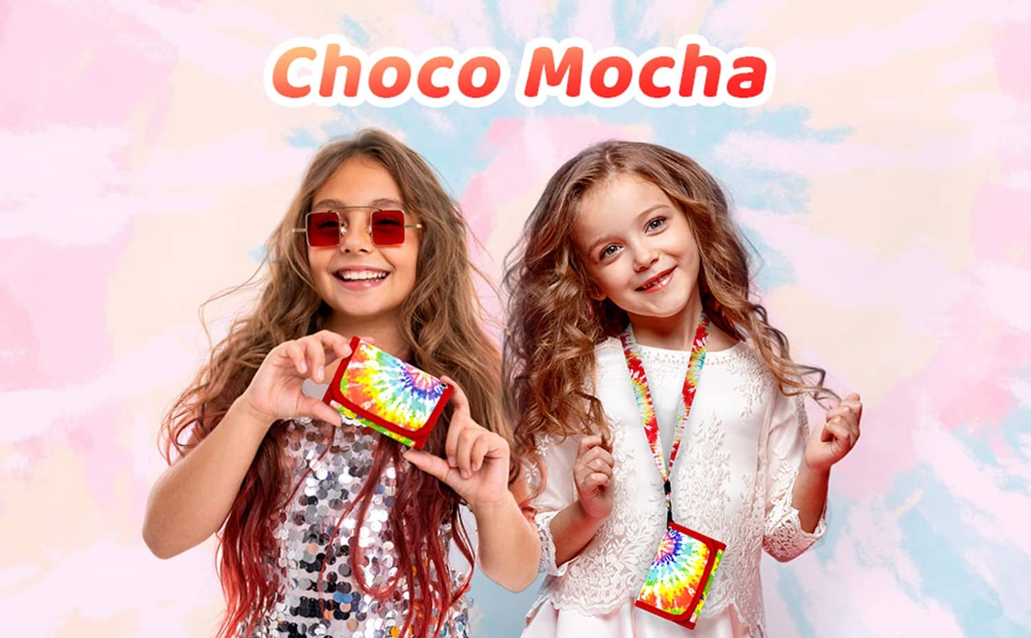 Choco Mocha Tie Dye Kids Wallets for Girls Ages 5-7 6-8 9-12, Little Girls Velcro Wallets with Lanyard Gift Box, Christmas Gift for Kids Girls, Multicolor Firework chocomochakids 