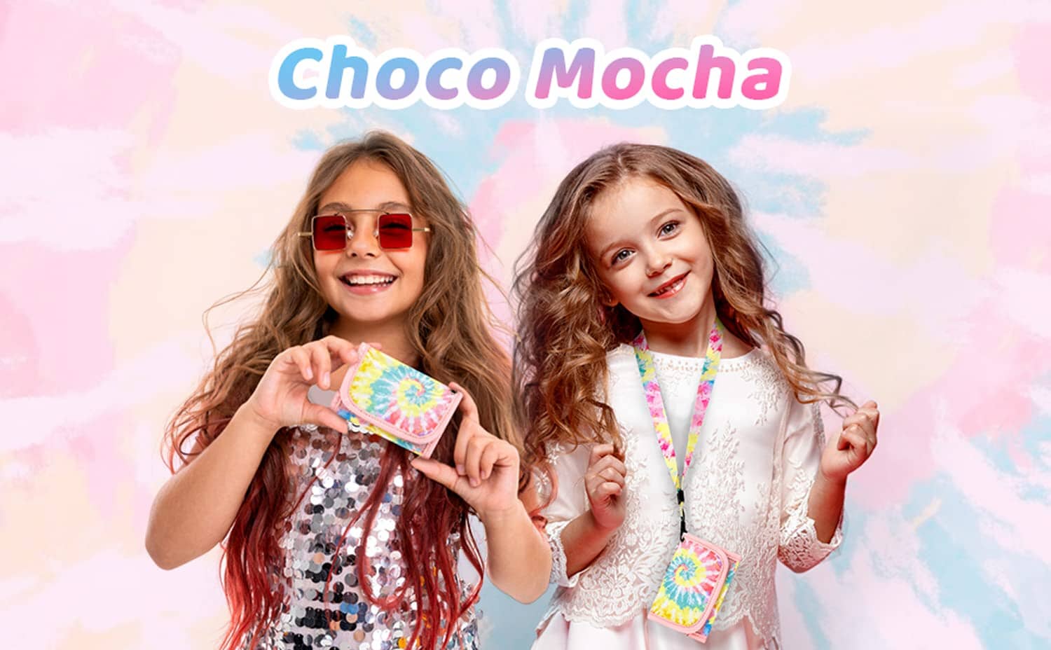 Choco Mocha Tie Dye Kids Wallets for Girls Ages 5-7 6-8 9-12, Little Girls Velcro Wallets with Lanyard Gift Box, Christmas Gift for Kids Girls, Multicolor Swirl chocomochakids 