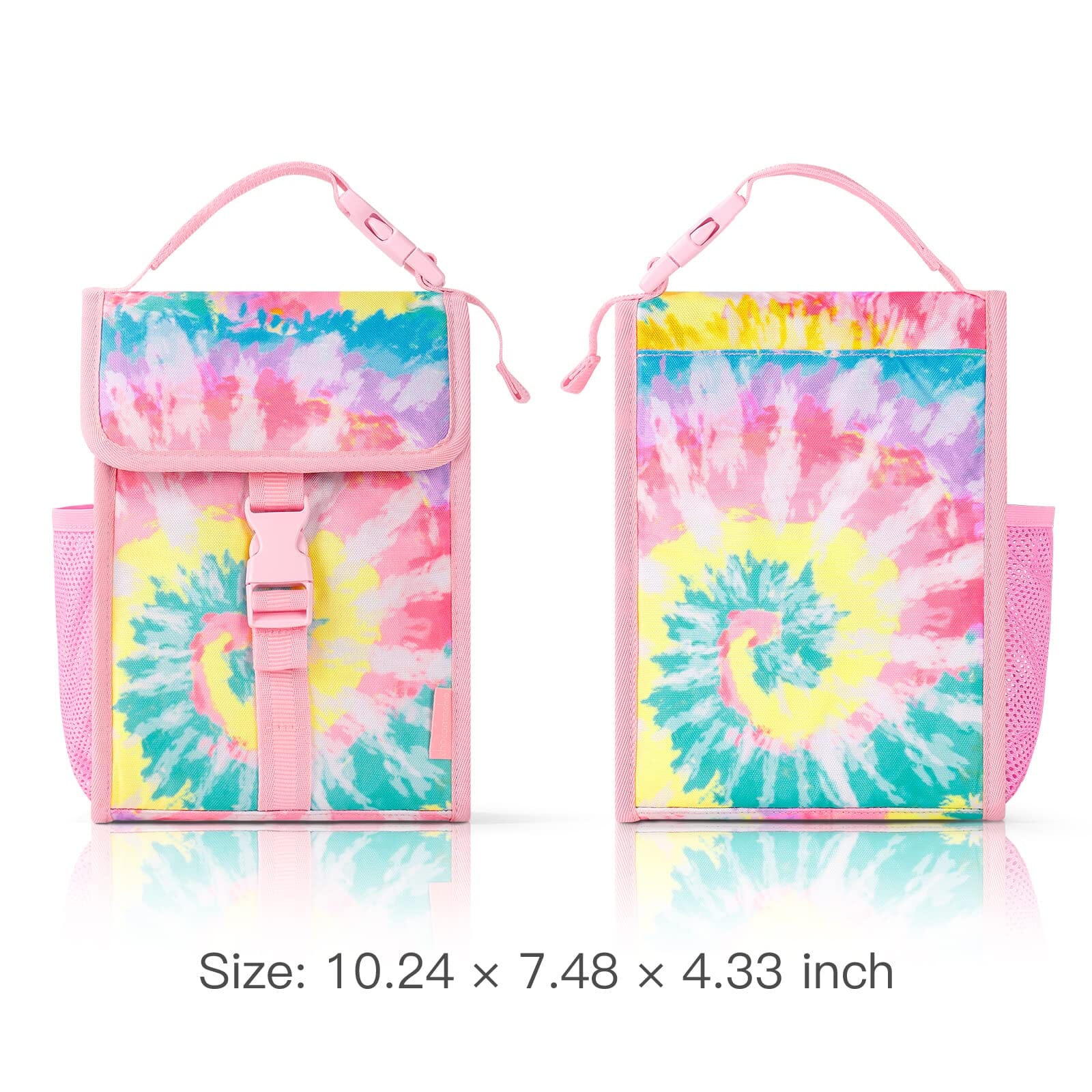Choco Mocha Tie Dye Lunch Box for Girls Preschool Elementary Daycare, Reusable Insulated Girls Lunch Bag with Water Bottle Holder for Kids Toddler Travel, Colorful chocomochakids 