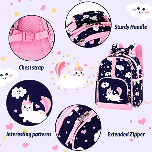 Choco Mocha Toddler Backpack for Girls 12 inch Cat Backpack for Toddler Girls Backpack Small Kids Backpack with Chest Strap Little Girls Daycare Backpack for 1 2 3 Year Old Bookbag age 1-3 Gift Blue chocomochakids 