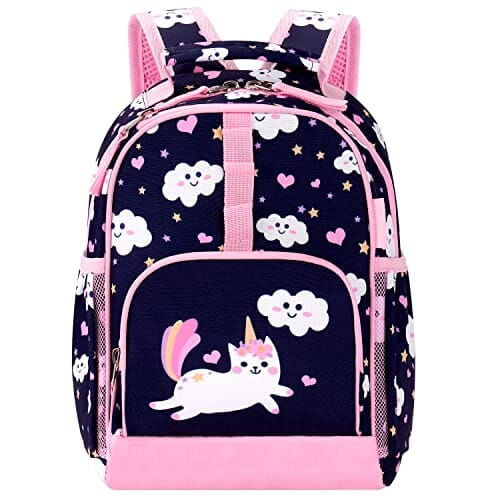 Choco Mocha Toddler Backpack for Girls 12 inch Cat Backpack for Toddler Girls Backpack Small Kids Backpack with Chest Strap Little Girls Daycare Backpack for 1 2 3 Year Old Bookbag age 1-3 Gift Blue chocomochakids 