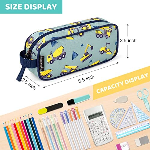 Choco Mocha Truck Pencil Case for Boys Toddler, Soft Zipper Small Pencil Pouch for Little Boys, Kids Pencil Bag for Boys, Gray chocomochakids 
