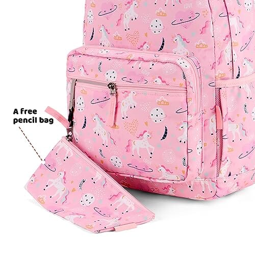 Choco Mocha Unicorn Kids Backpack for Girls Travel School Backpack 17 Inch, Pink chocomochakids 