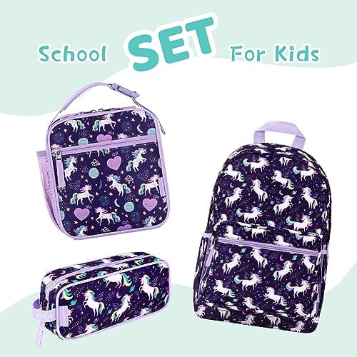 Choco Mocha Unicorn Kids Backpack for Girls Travel School Backpack 17 Inch, Purple chocomochakids 