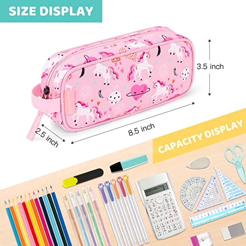 Choco Mocha Unicorn Pencil Pouch for Kids Toddler Girls, Soft Zipper Small Pencil Case for Little Girls, Kids Pencil Bag for Girls, Pink chocomochakids 