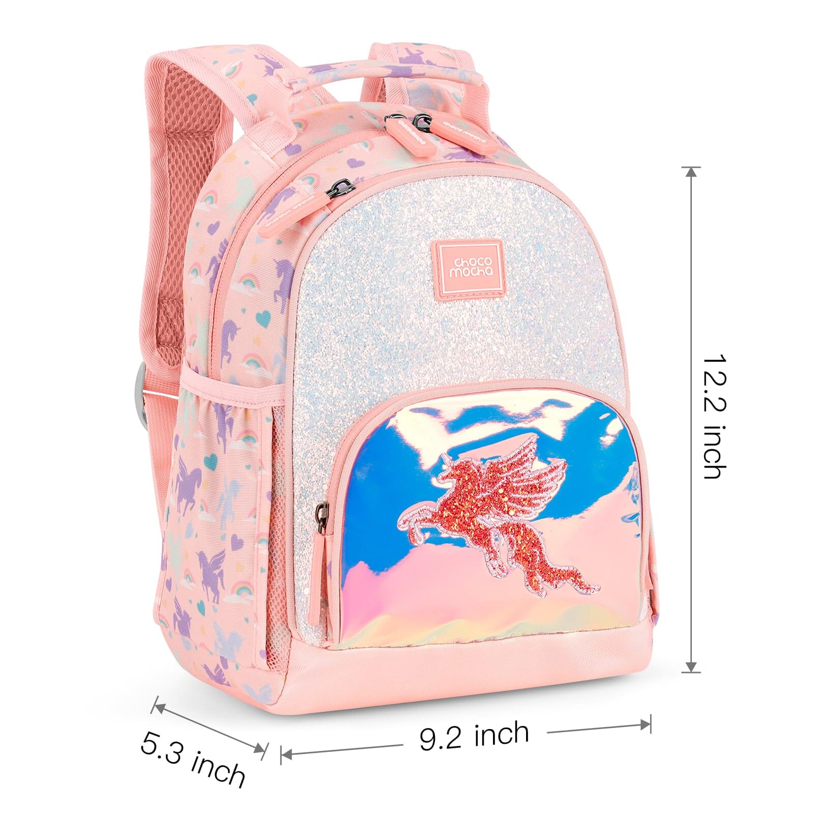 Choco Mocha Unicorn Toddler Backpack for Girls, Kids Preschool Backpack for Toddler Kindergarten Backpack 12 Inch, Orange Pink chocomochakids 