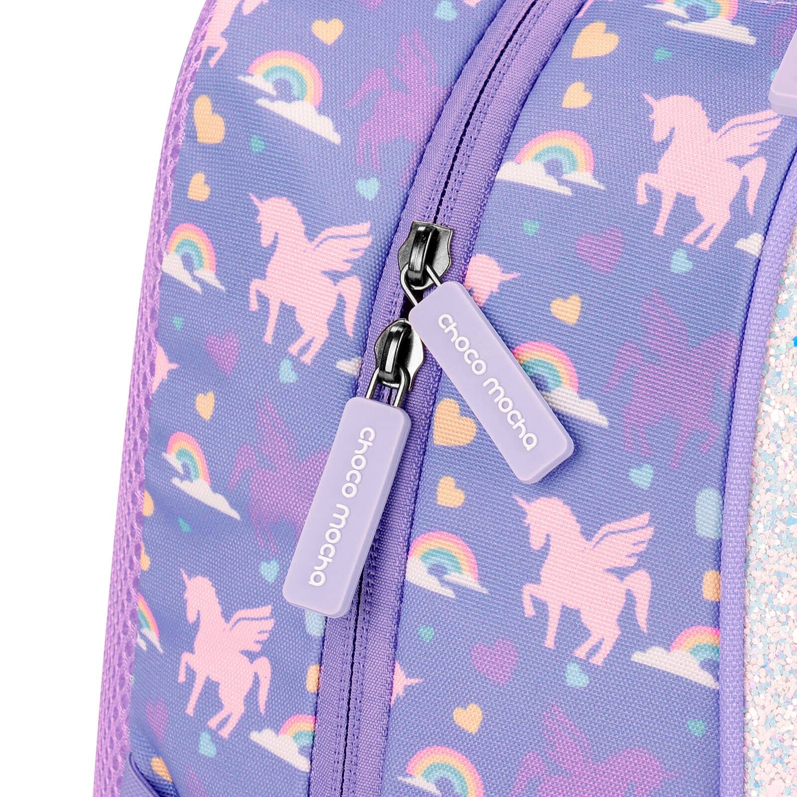 Choco Mocha Unicorn Toddler Backpack for Girls, Kids Preschool Backpack for Toddler Kindergarten Backpack 15 Inch, Glitter Purple chocomochakids 